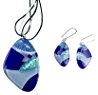 Art Glass Pendant & Earrings Set - Soft Triangle Style 116