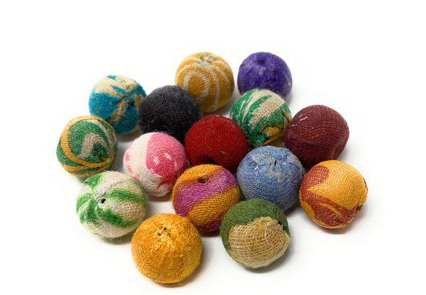 Recycled Kantha Fabric Beads - 10mm