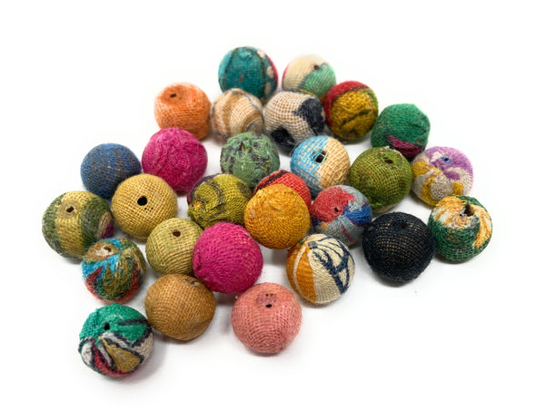 Recycled Kantha Fabric Beads - 6mm