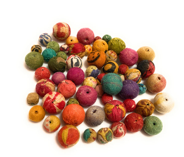 Recycled Kantha Fabric Beads - Assorted Sizes