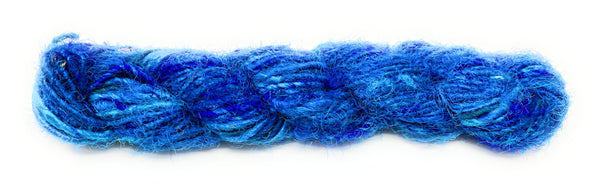 Fair Trade Recycled Silk Sari Yarn 100 gram Skein BLUE