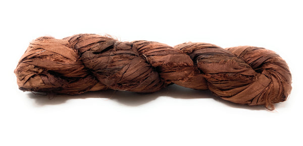 Fair Trade Recycled Sari Silk Ribbon 100 gram Skein BROWN