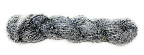 Fair Trade Recycled Silk Sari Yarn 100 gram Skein GRAY